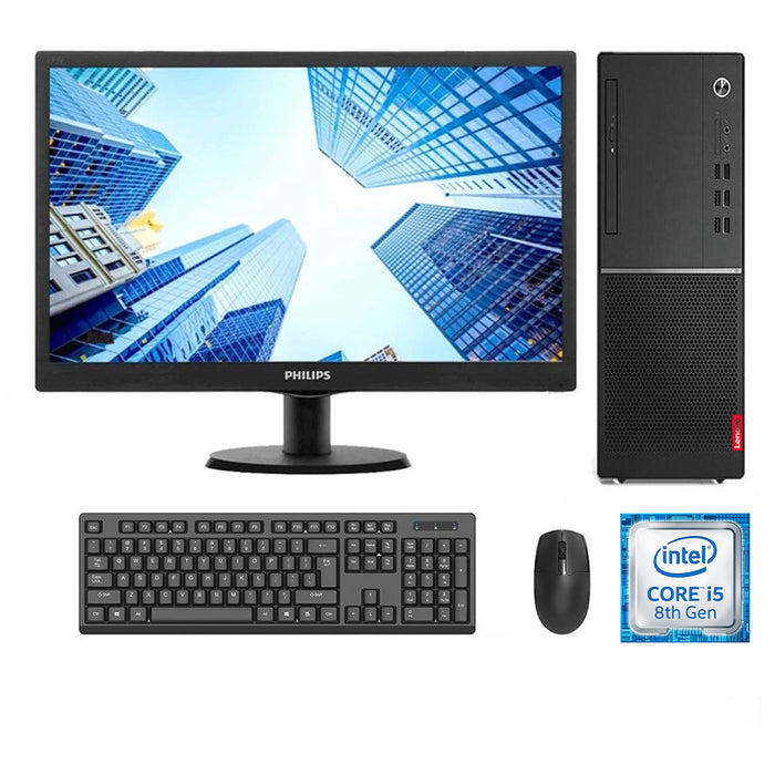 REFURBISHED - LENOVO V530 - DESKTOP TOWER - I5 8400 - 8GB DDR4 - 240GB SSD - 19.5INCH - PHILIPS - 203V5L - LED - COMPUTER SET