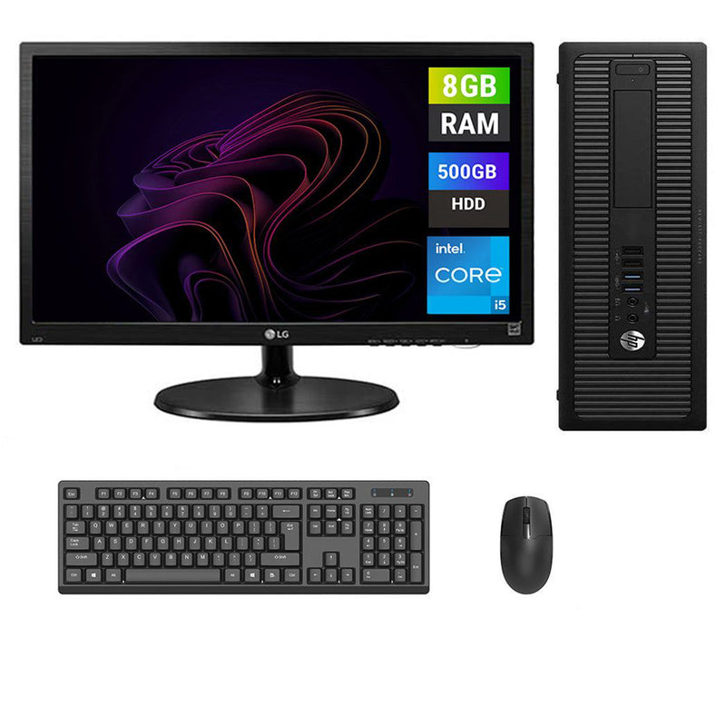 REFURBISHED - HP ELITEDESK 800 G1 SFF - I5 4TH GEN - 8GB DDR3 - 500GB HDD - 19INCH - LG - 19M - LCD - COMPUTER SET