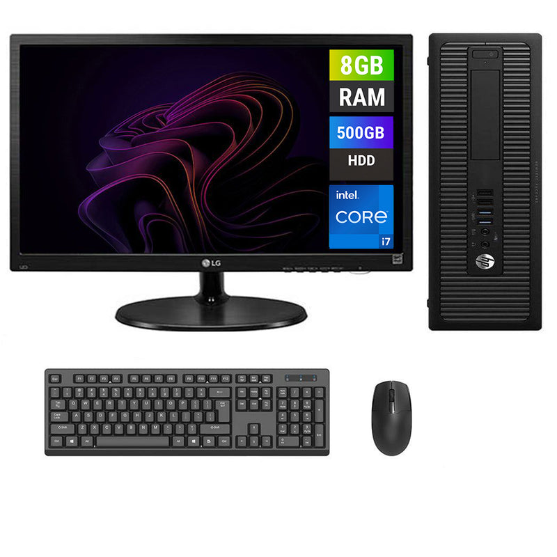 REFURBISHED - HP ELITEDESK 800 G1 SFF - I7 4TH GEN - 8GB DDR3 - 500GB HDD - 19INCH - LG - 19M - LCD - COMPUTER SET