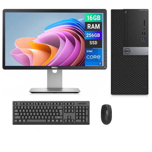 REFURBISHED - DELL OPTIPLEX 7040 MINI TOWER - I7 6TH GEN - 16GB DDR4 - 256GB SSD - 23INCH - DELL - P2314H - COMPUTER SET
