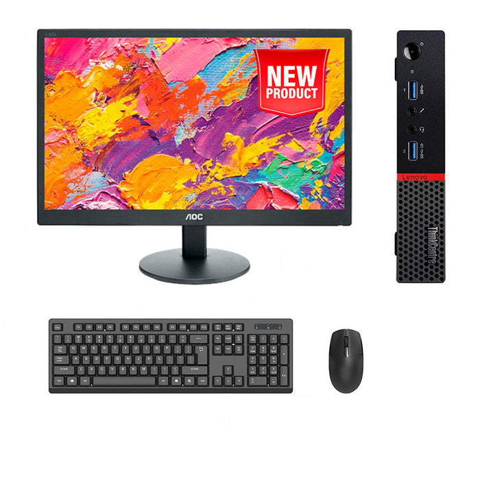 REFURBISHED - LENOVO THINKCENTRE M900 - MINI PC - I5 6500T - 8GB DDR4 - 256GB M.2 SSD - NEW 19INCH - AOC - LCD - MS OFFICE 2021 - COMPUTER SET